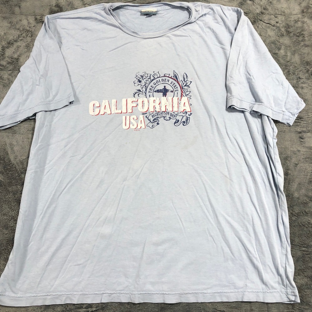 Breakwater California USA‎ Graphic T-Shirt Mens 2XL Blue Short Sleeve RN 70361
